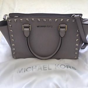 Michael Kors studded lavender gray shoulder bag